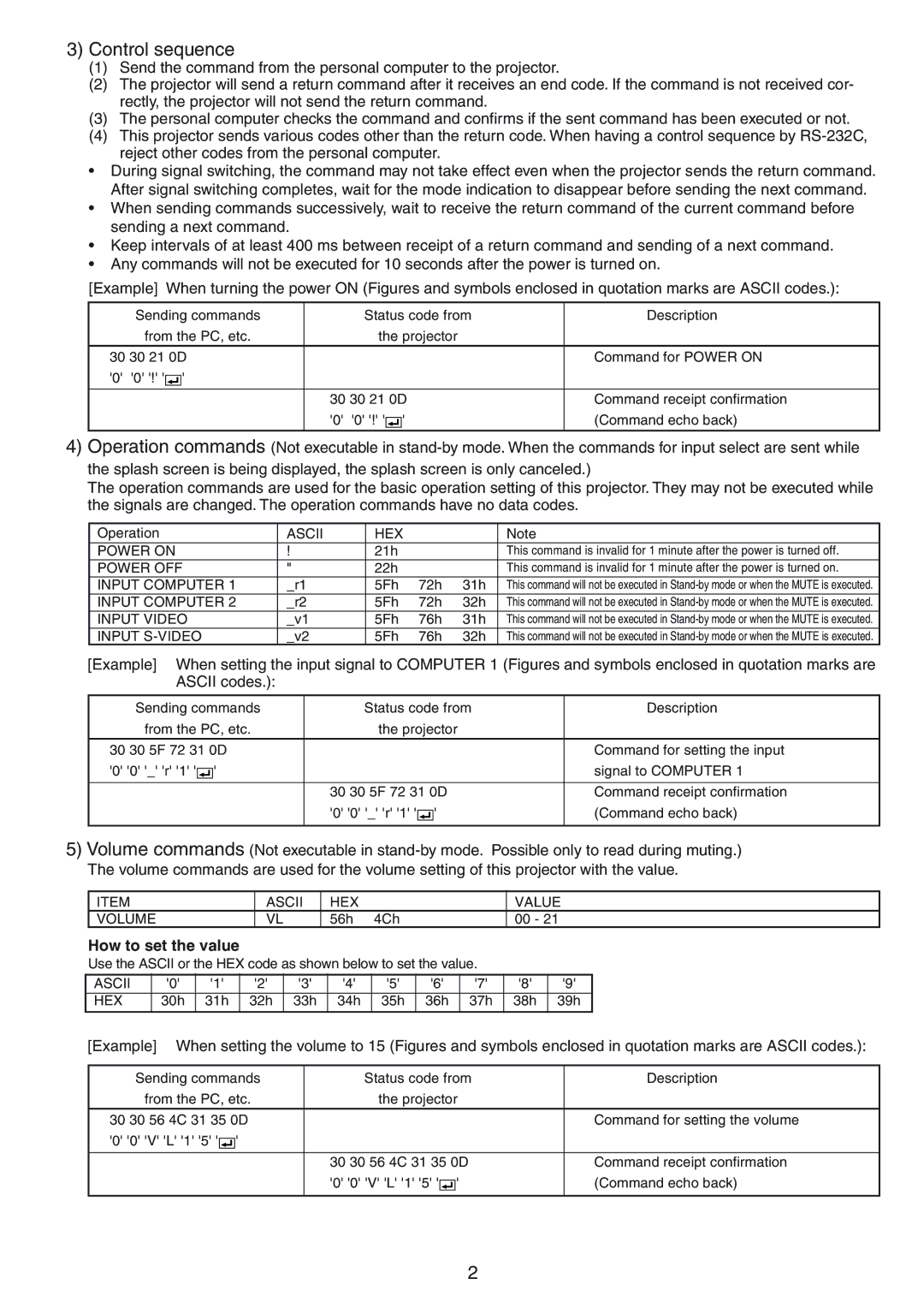 Mitsubishi Electronics XD510U-G, SD510U, XD500U-ST, XD500U-G, xd520u, XD520U-G, EX52U Control sequence, How to set the value 