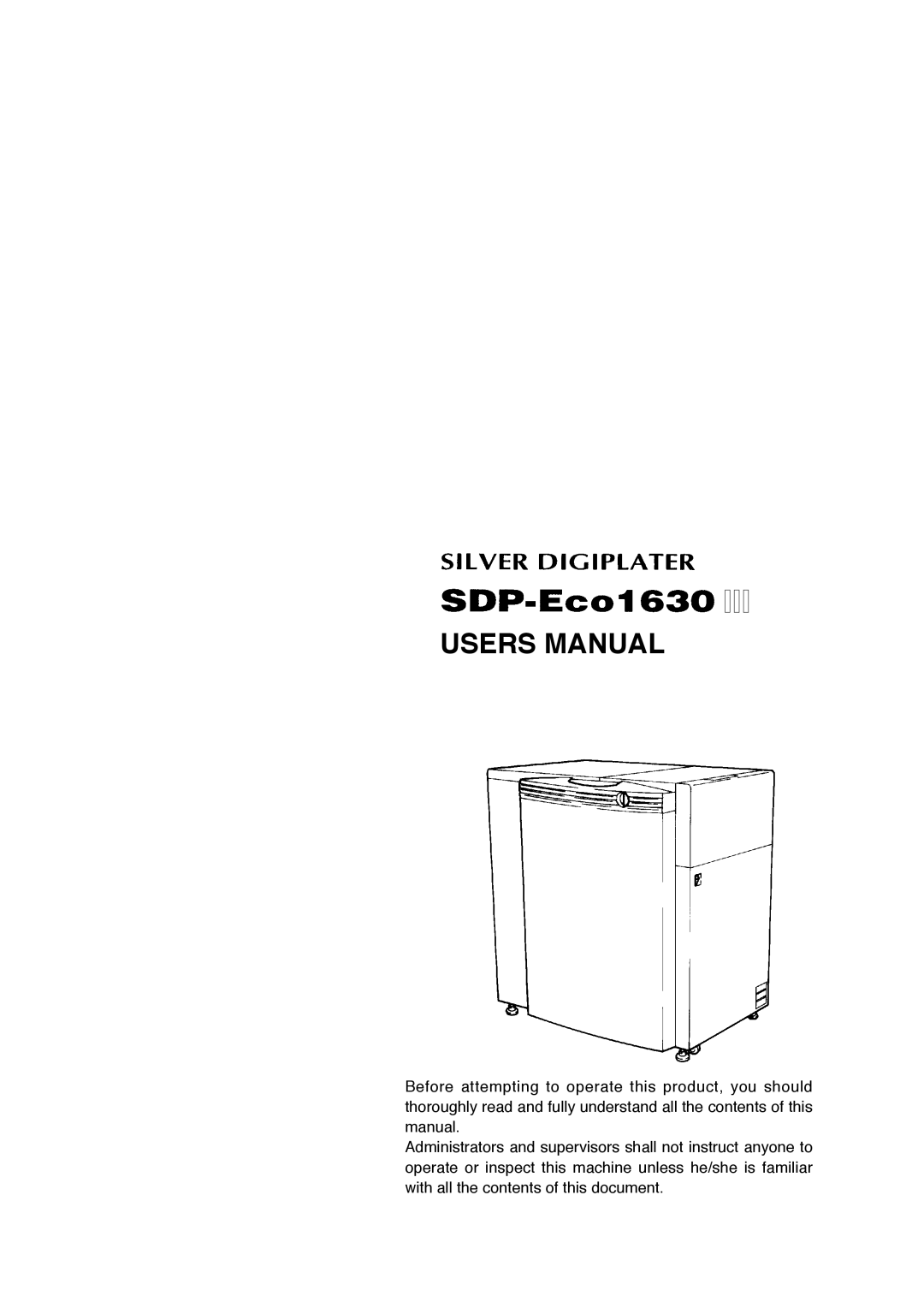 Mitsubishi Electronics SDP-ECO 1630 III manual Iii 