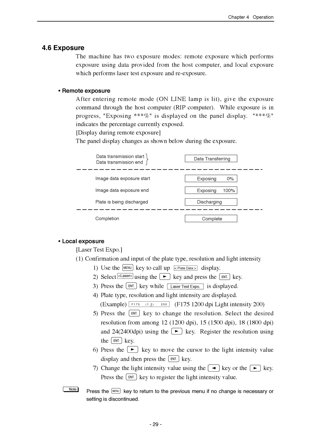 Mitsubishi Electronics SDP-ECO 1630 III manual Exposure, Remote exposure, Local exposure 