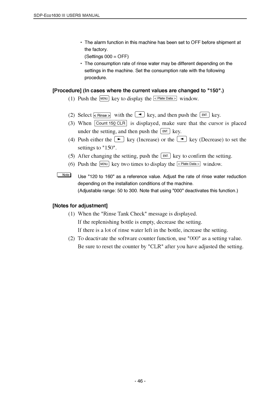 Mitsubishi Electronics SDP-ECO 1630 III manual Key, Procedure In cases where the current values are changed to 