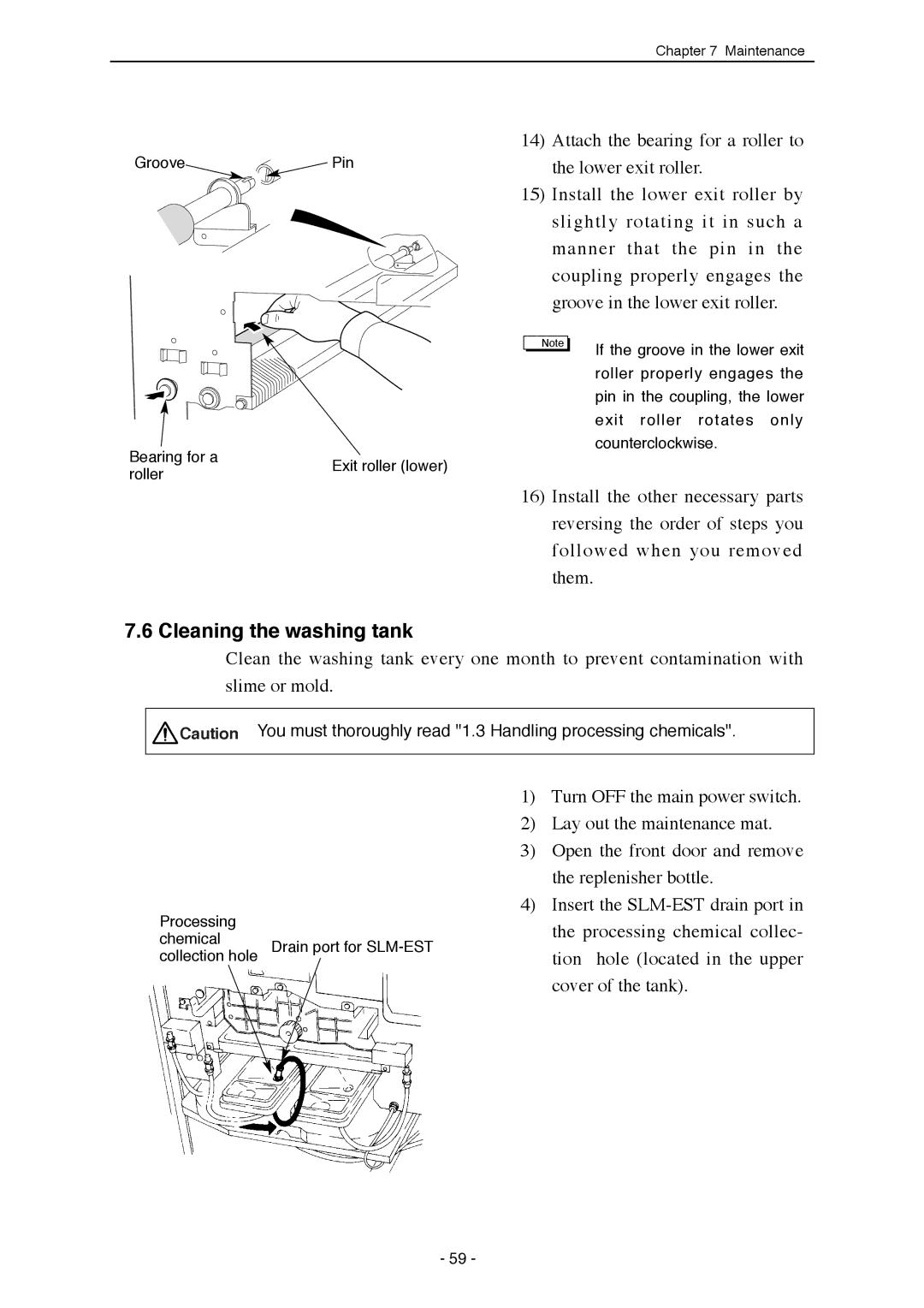 Mitsubishi Electronics SDP-ECO 1630 III manual Cleaning the washing tank 