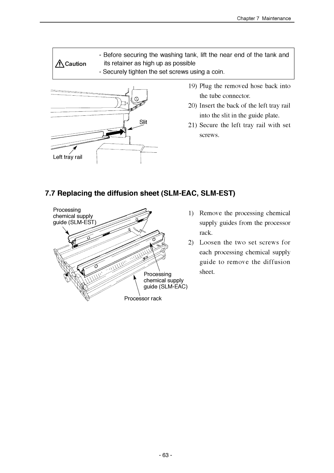 Mitsubishi Electronics SDP-ECO 1630 III manual Replacing the diffusion sheet SLM-EAC, SLM-EST 