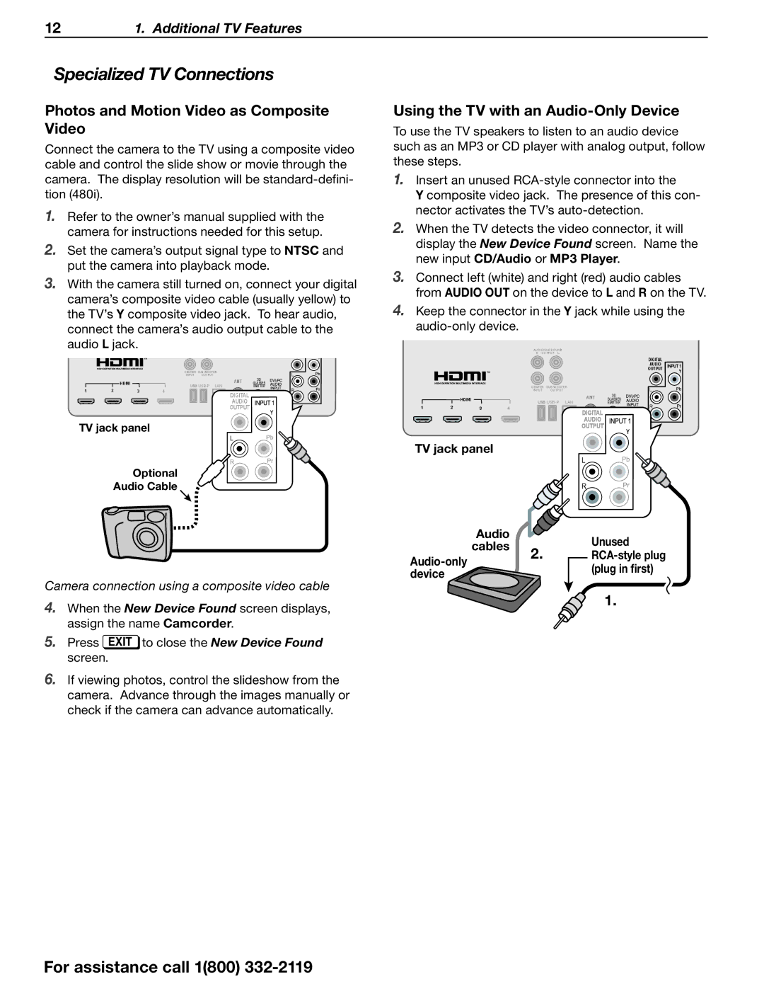 Mitsubishi Electronics SERIES 742 manual Specialized TV Connections, Photos and Motion Video as Composite Video 