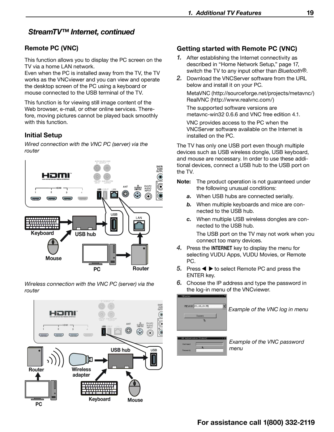 Mitsubishi Electronics SERIES 742 manual Initial Setup, Getting started with Remote PC VNC, USB hub 