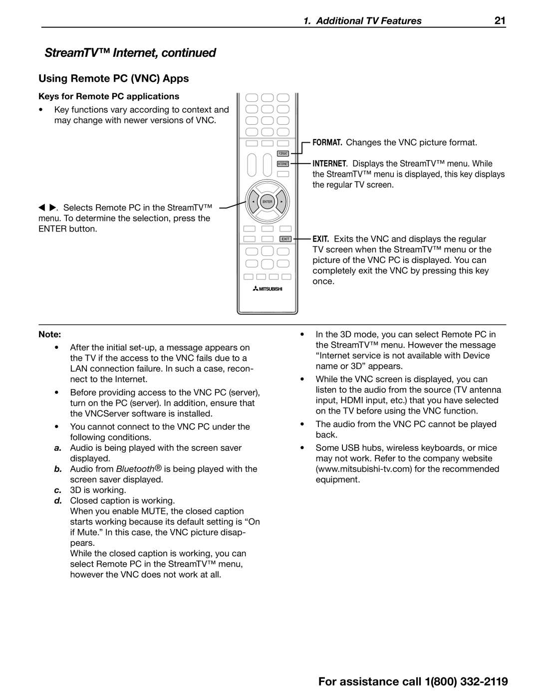 Mitsubishi Electronics SERIES 742 manual Using Remote PC VNC Apps, Keys for Remote PC applications 