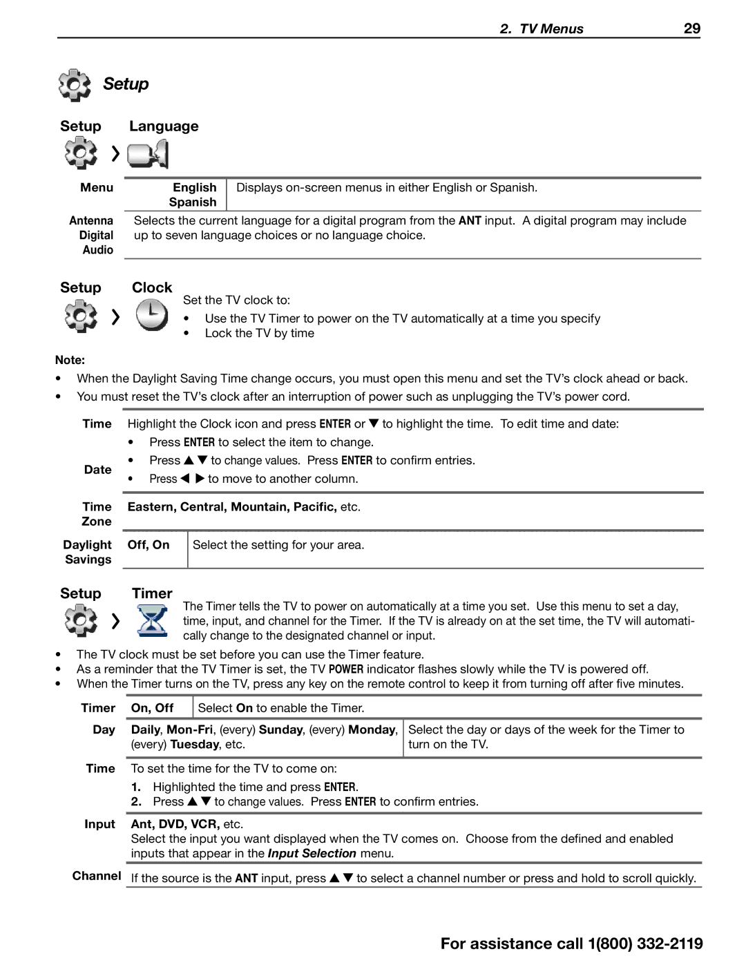 Mitsubishi Electronics SERIES 742 manual Setup Language, Setup Clock, Setup Timer 