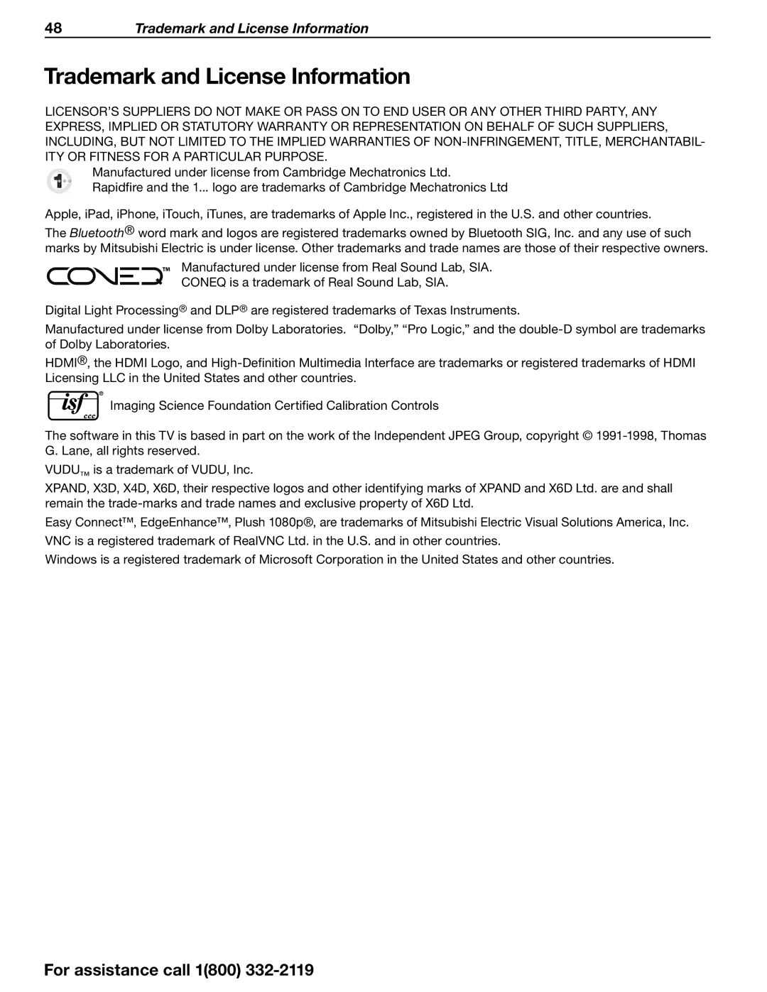 Mitsubishi Electronics SERIES 742 manual Trademark and License Information 