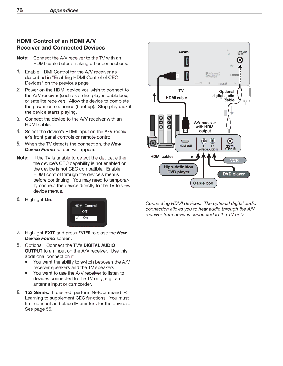 Mitsubishi Electronics SeriesLT-40151 manual Hdmi Control of an Hdmi A/V Receiver and Connected Devices 