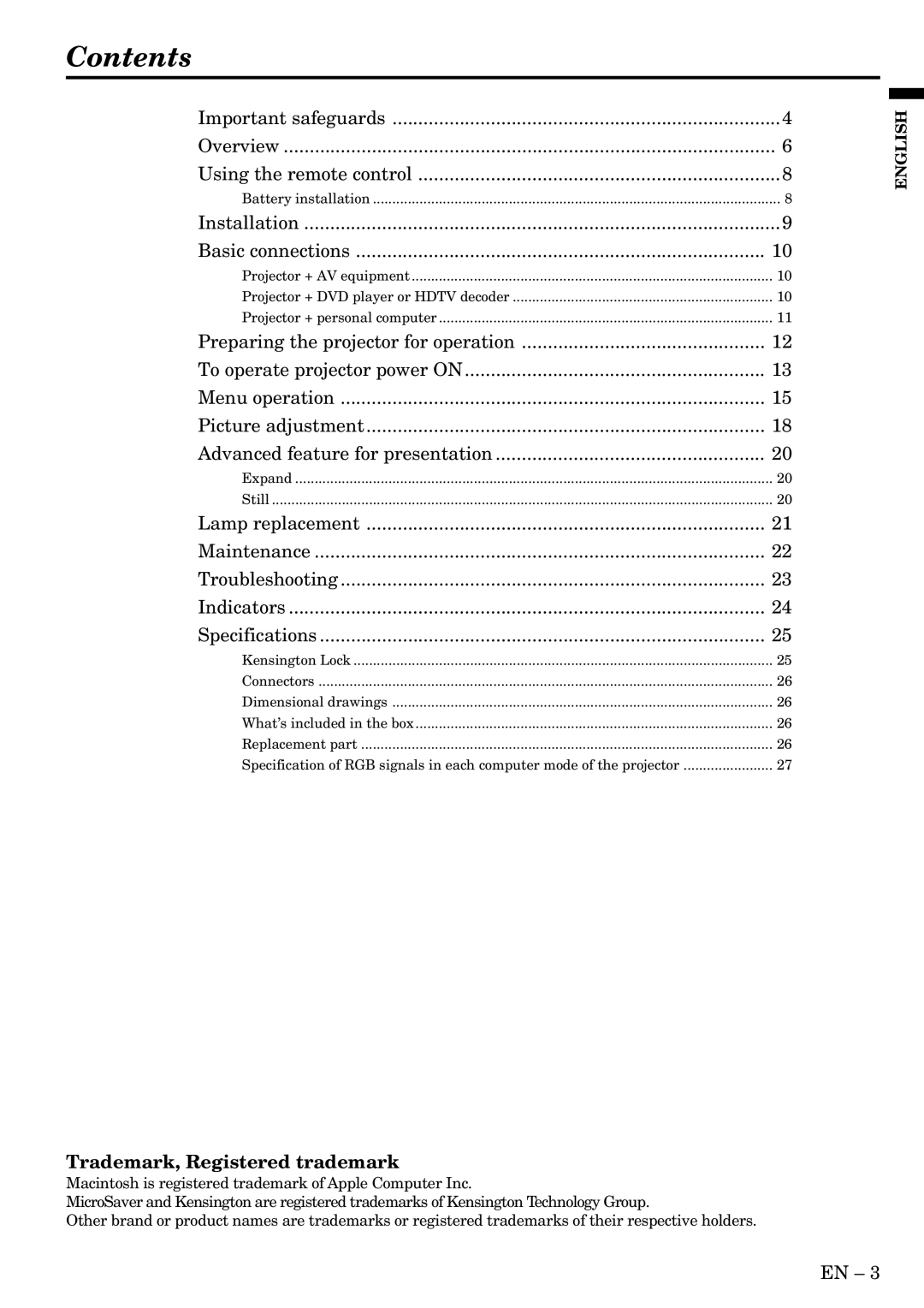 Mitsubishi Electronics SL1U user manual Contents 