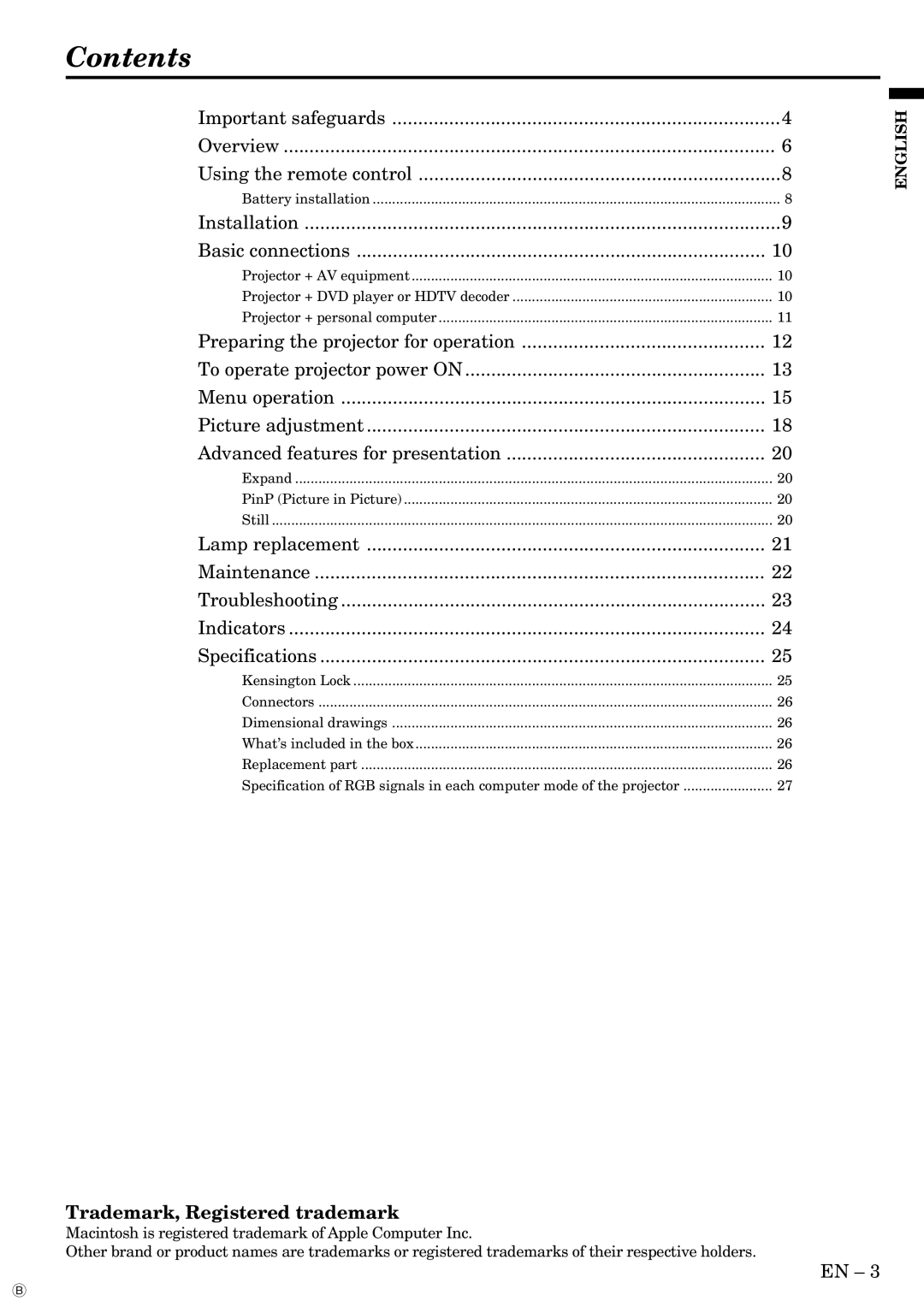 Mitsubishi Electronics SL2U XL1X user manual Contents 