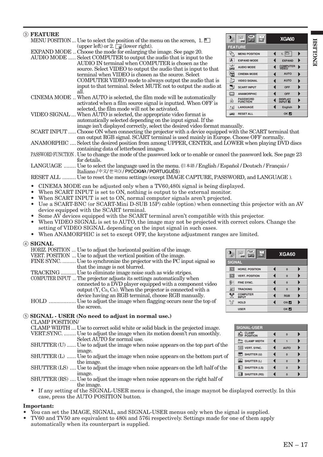 Mitsubishi Electronics SL4SU Expand Mode .. Choose the mode for enlarging the image. See, All, Select Auto for normal use 