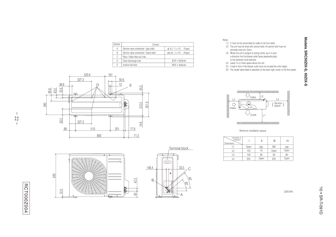 Mitsubishi Electronics SRK507J-S technical manual RCT000Z004, Models SRC50ZIX-S 