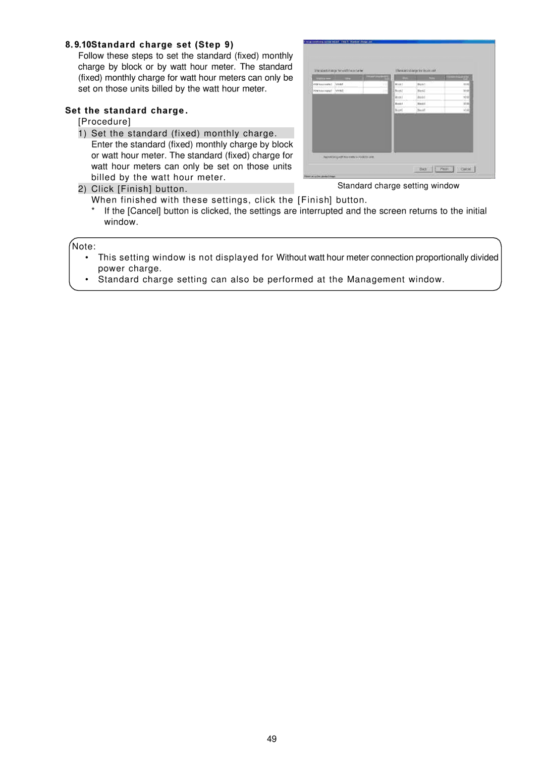 Mitsubishi Electronics TG-2000A operation manual 10Standard charge set Step, Set the standard charge . Procedure 