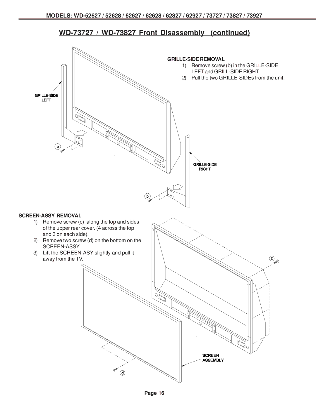 Mitsubishi Electronics V31 CHASSIS, V30+, V29 specifications GRILLE-SIDE Removal 