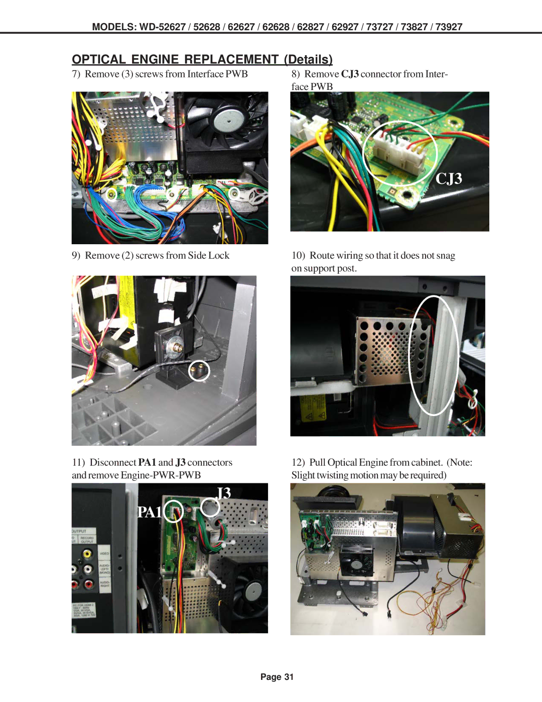 Mitsubishi Electronics V29, V31 CHASSIS, V30+ specifications CJ3 