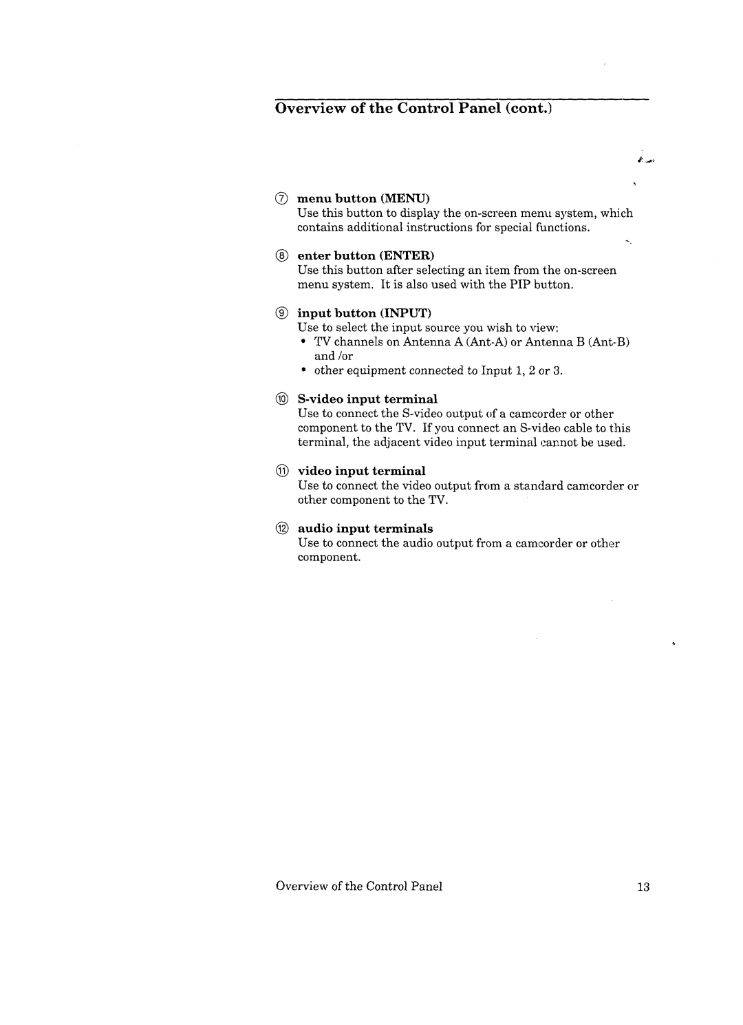 Mitsubishi Electronics VS-45501, VS-50502, VS-50501, VS-45502 manual Overview of the Control Panel 