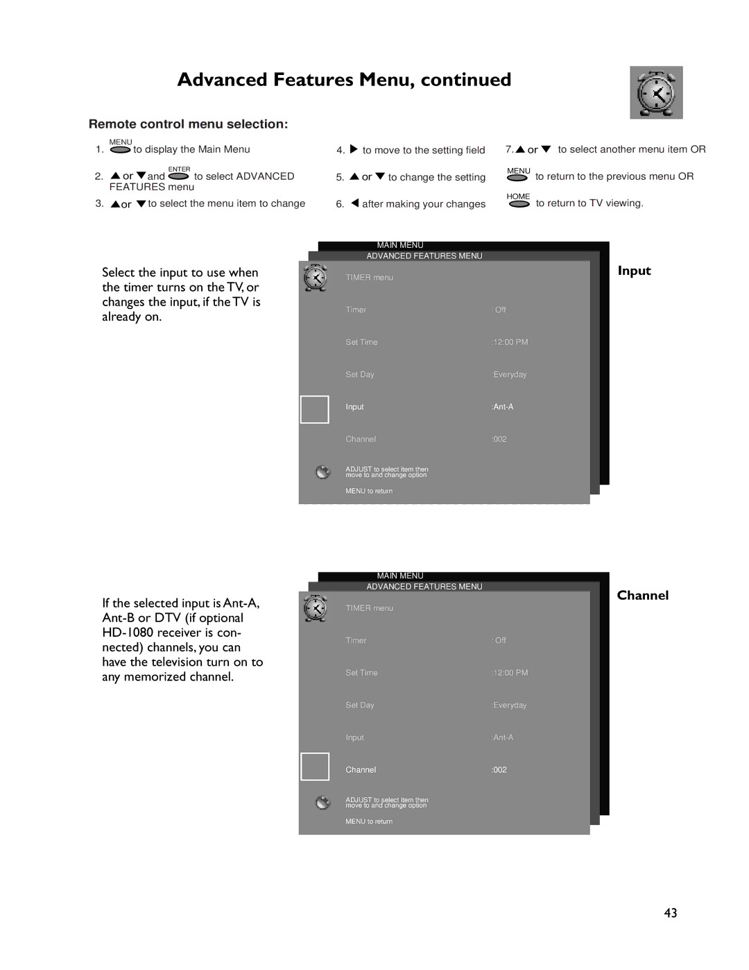 Mitsubishi Electronics VS-60805, VS-50805, WS-73905, WT-46805, WS-65905, WS-55805, WS-55905 manual Input 