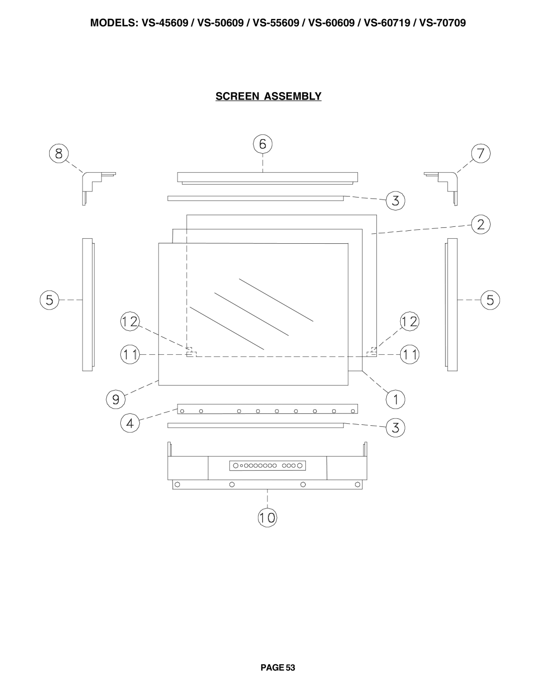 Mitsubishi Electronics VS-60609 service manual Screen Assembly 