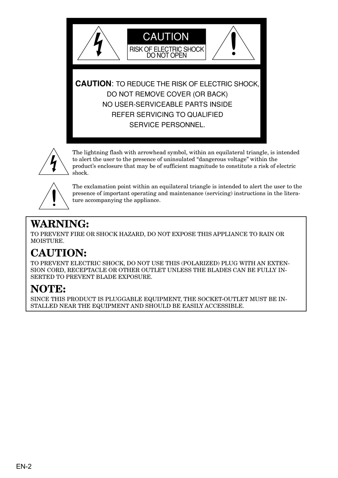 Mitsubishi Electronics VS-67PH50U-SN user manual EN-2 