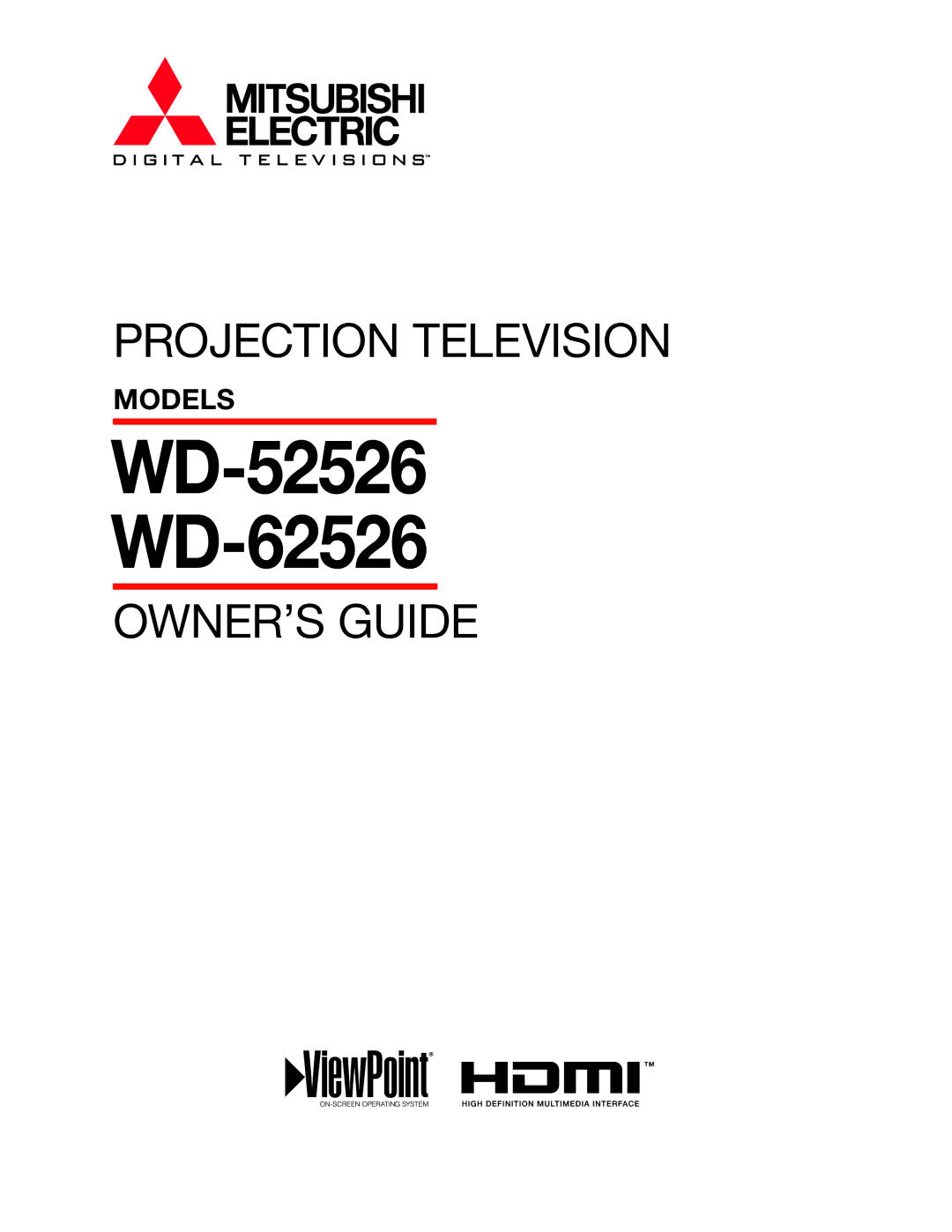 Mitsubishi Electronics manual WD-52526 WD-62526 