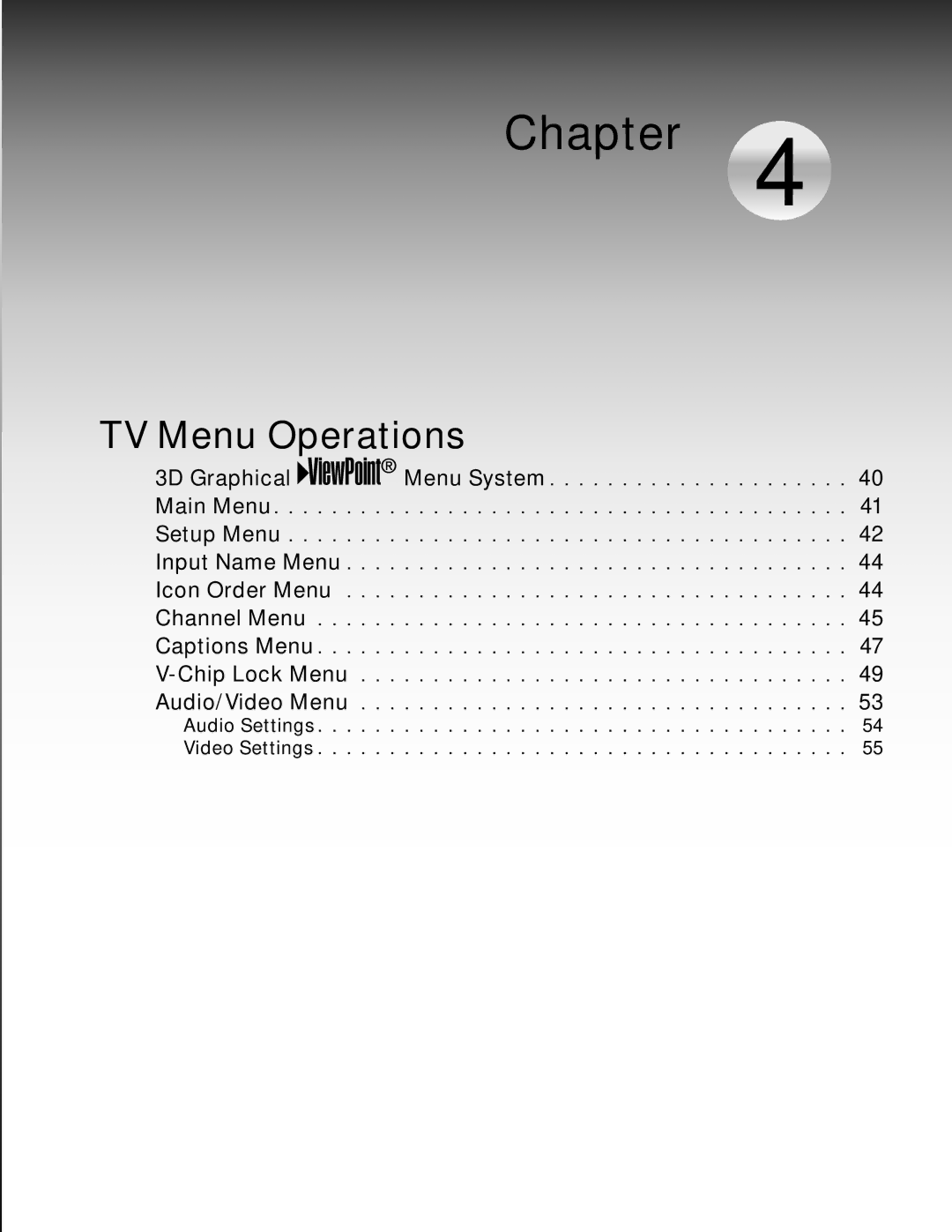 Mitsubishi Electronics WD-52526 manual TV Menu Operations 