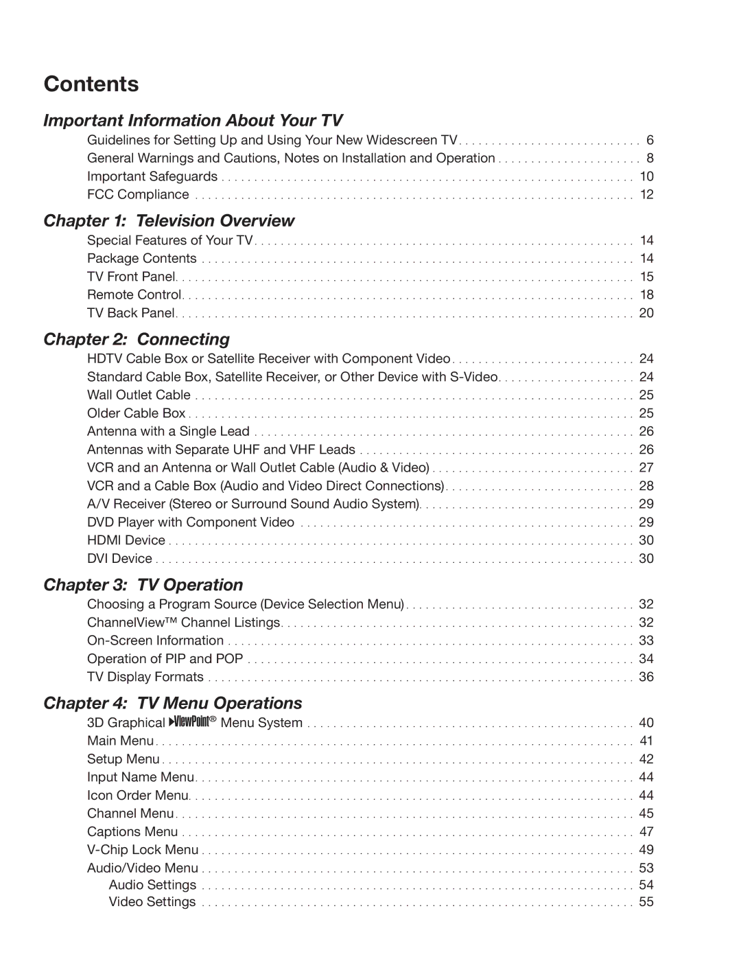 Mitsubishi Electronics WD-52526 manual Contents 