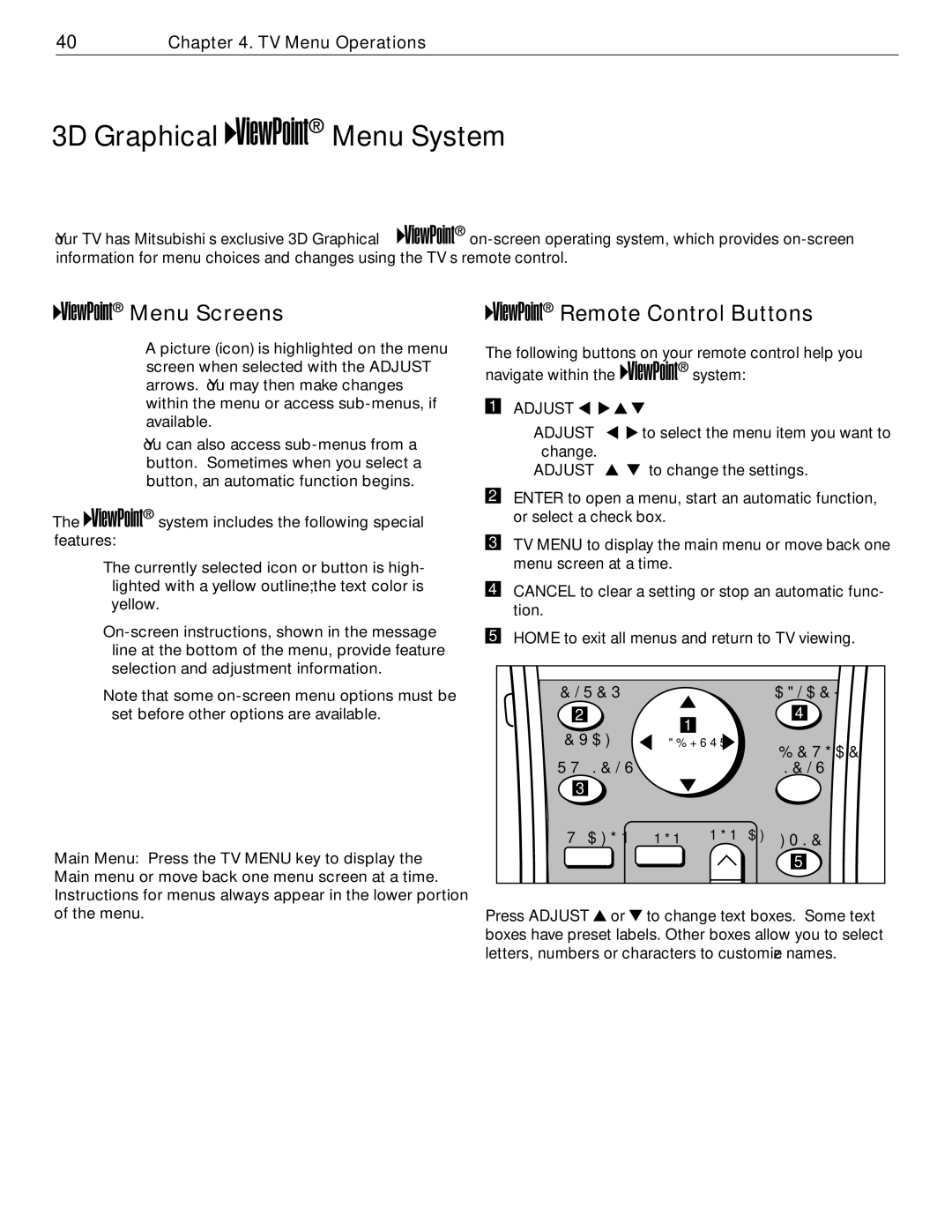 Mitsubishi Electronics WD-52526 manual 3D Graphical Menu System, Remote Control Buttons 