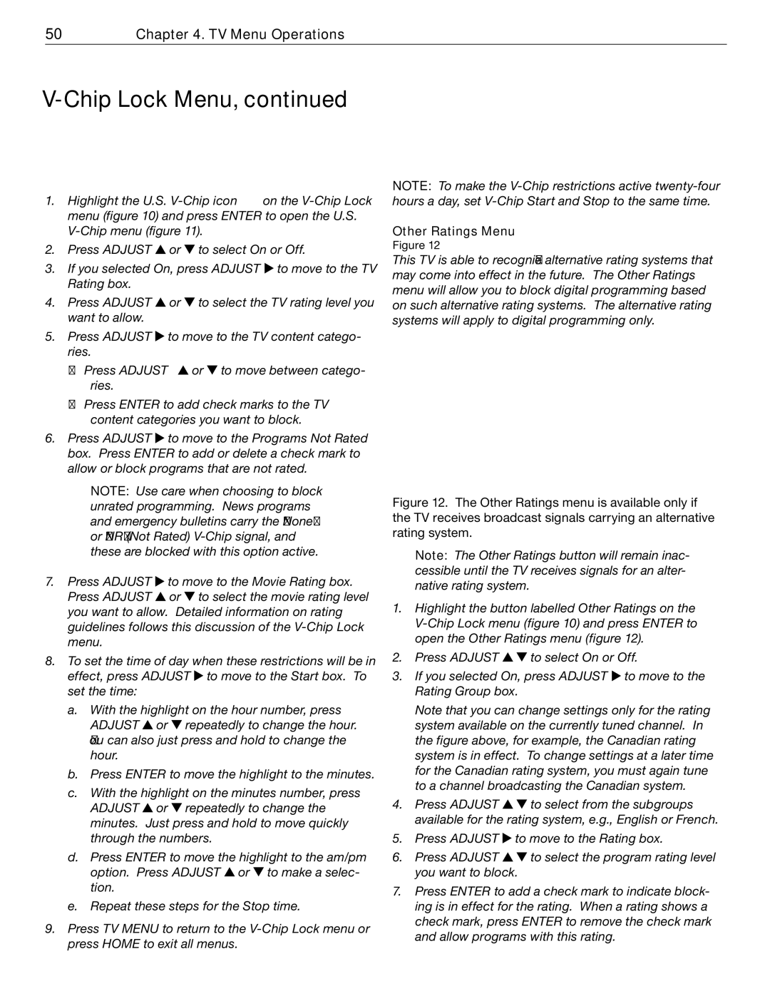 Mitsubishi Electronics WD-52526 manual Other Ratings Menu, Rating system 