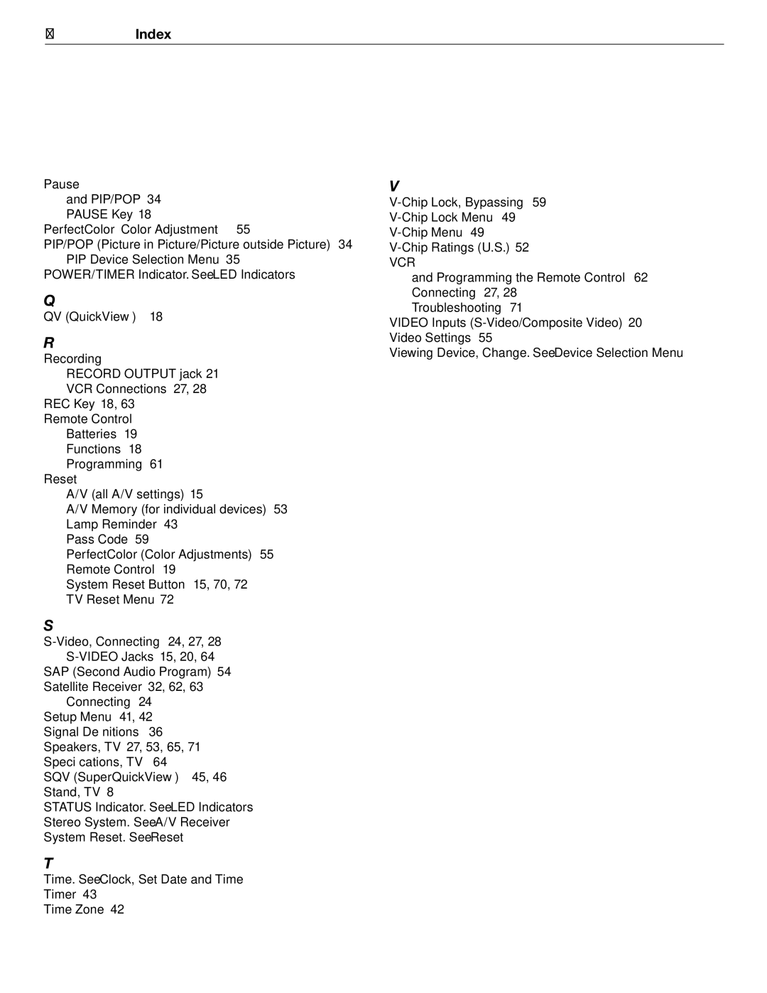 Mitsubishi Electronics WD-52526 manual Vcr 