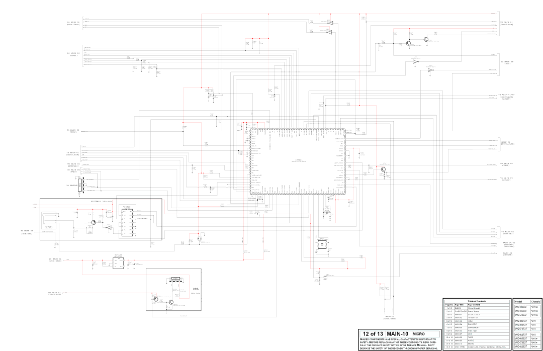 Mitsubishi Electronics WD-73C9, WD-52527, WD-73837, WD-73737 To Main 01/09, IC7A01, P7E01, IC7E01, Main 04/06, IC7A03 