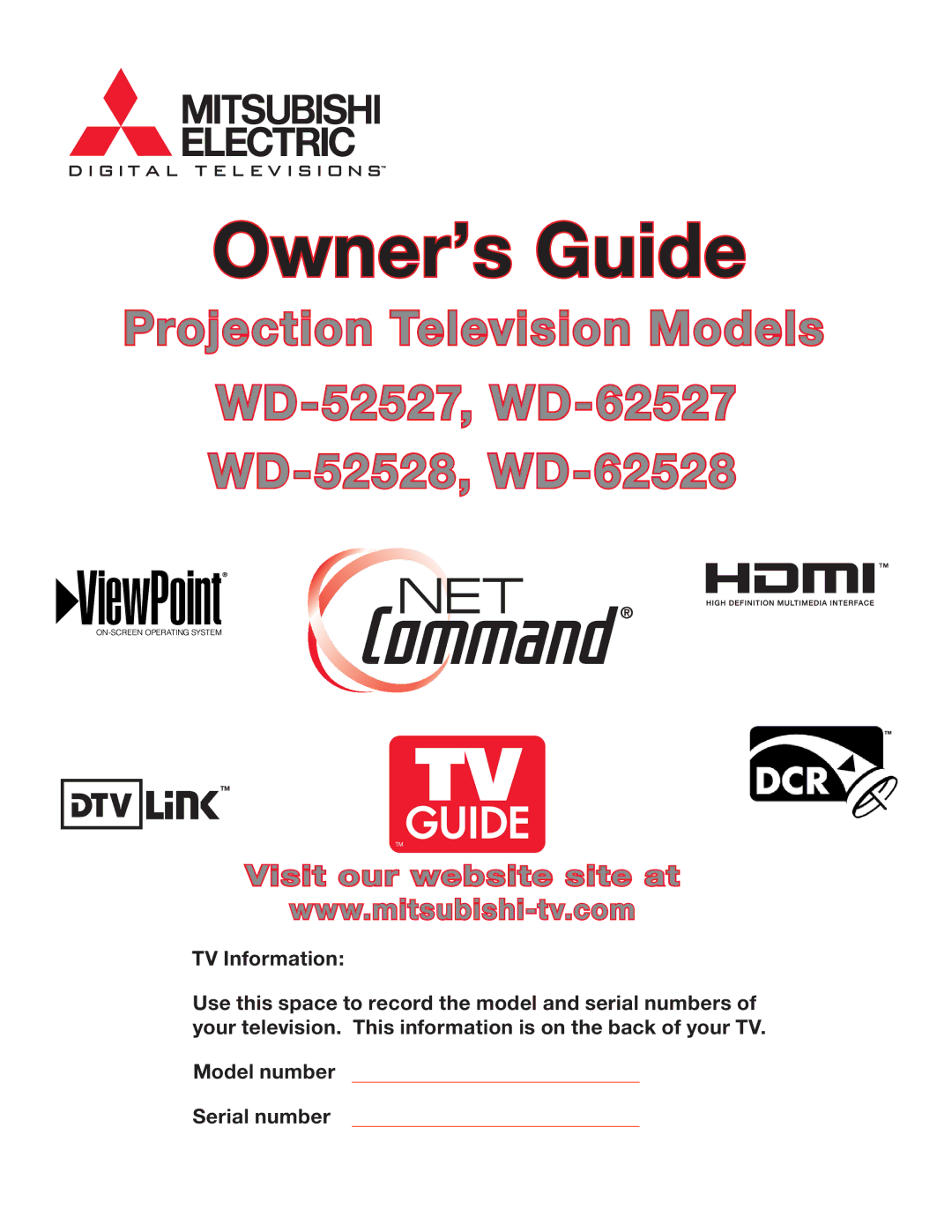 Mitsubishi Electronics WD-52527 manual Owner’s Guide 