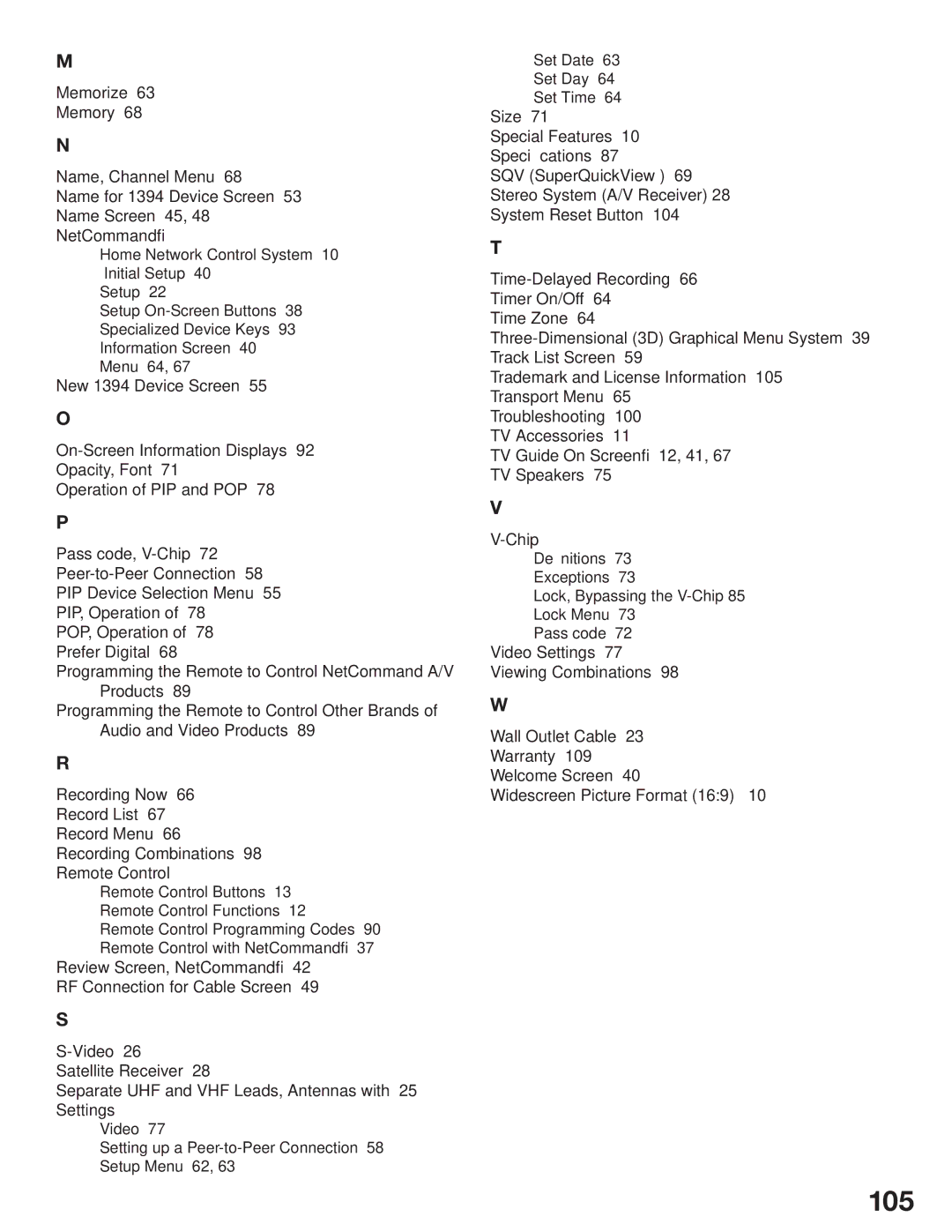 Mitsubishi Electronics WD-52527 manual 105 