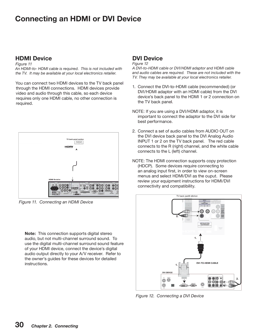 Mitsubishi Electronics WD-52527 manual Connecting an Hdmi or DVI Device, Hdmi Device 