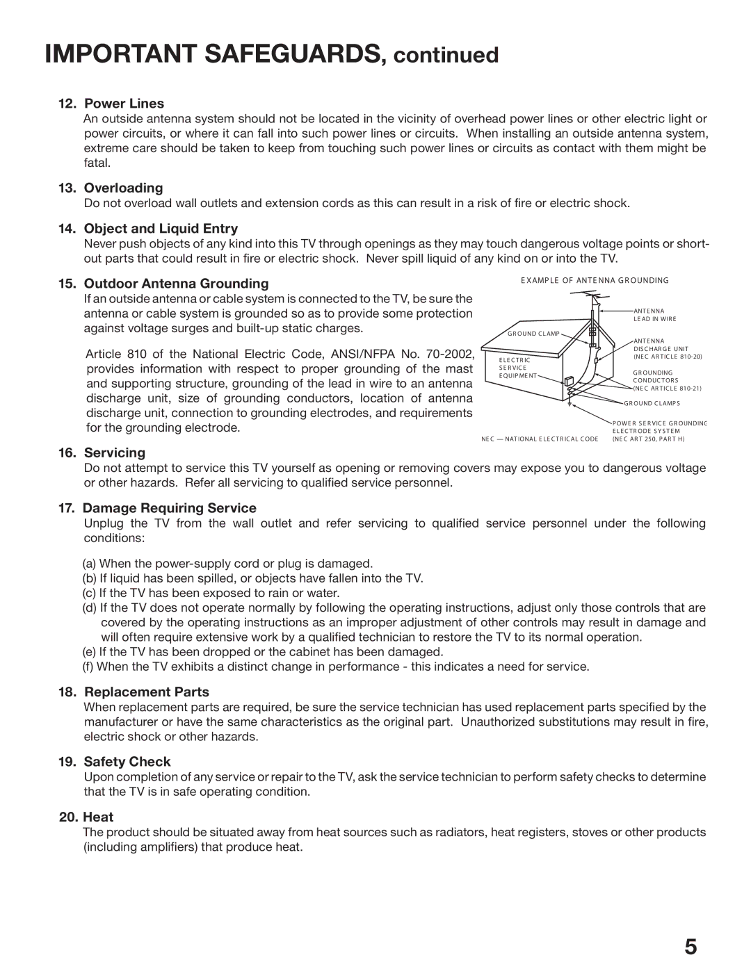 Mitsubishi Electronics WD-52527 manual Important Safeguards 