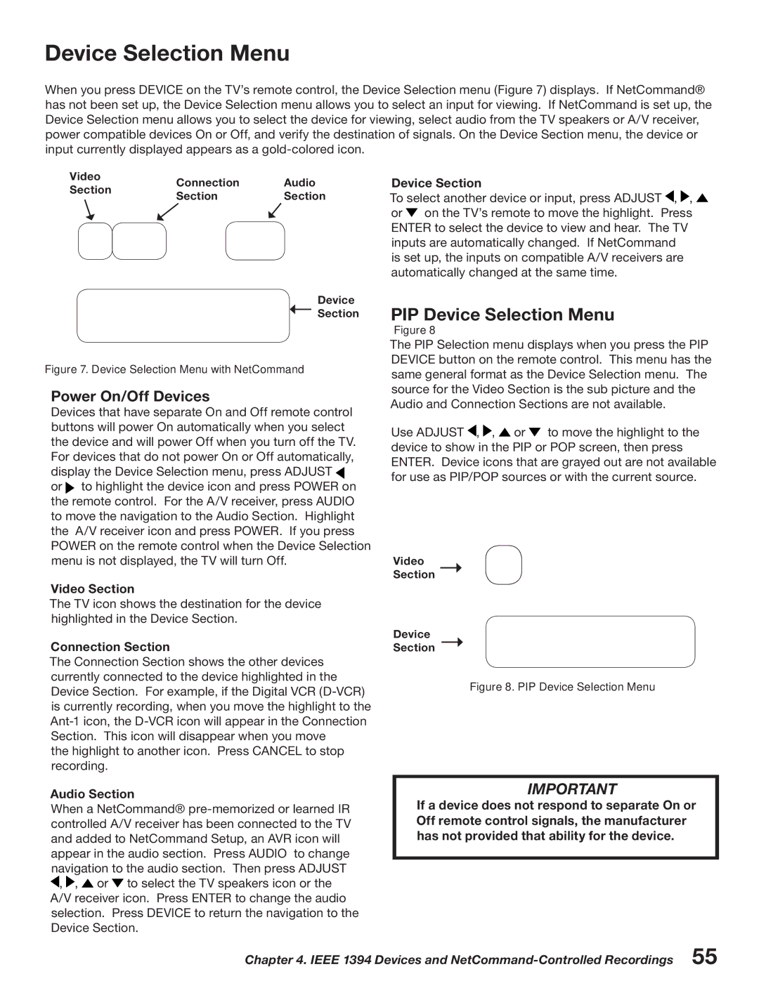 Mitsubishi Electronics WD-52527 manual PIP Device Selection Menu 