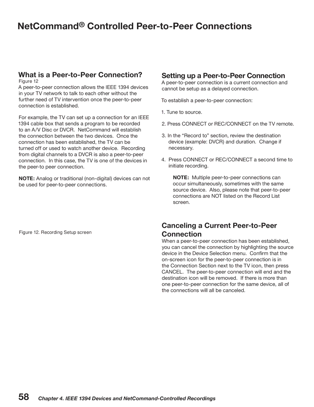 Mitsubishi Electronics WD-52527 manual NetCommand Controlled Peer-to-Peer Connections, What is a Peer-to-Peer Connection? 