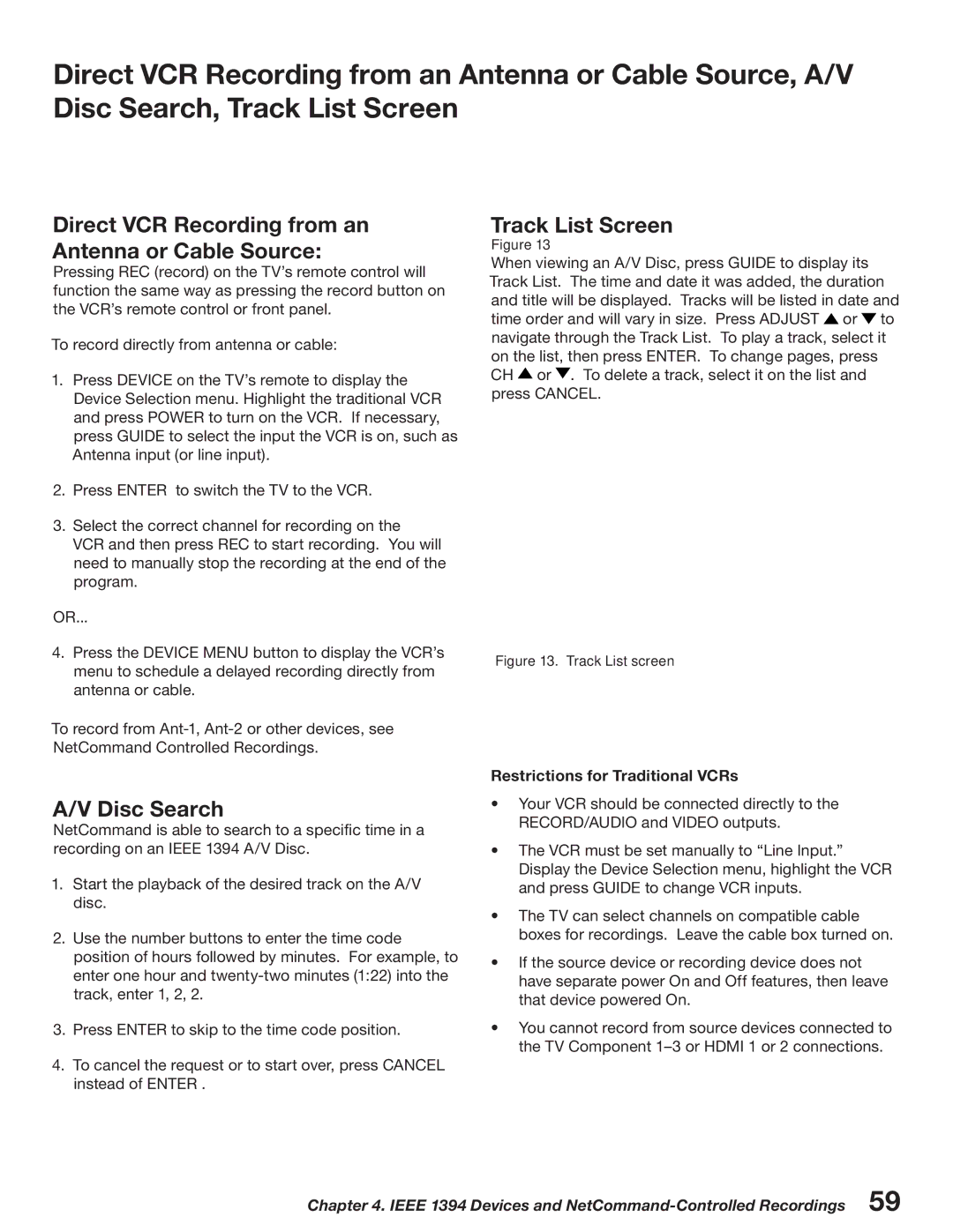 Mitsubishi Electronics WD-52527 manual Direct VCR Recording from an Antenna or Cable Source, Disc Search 