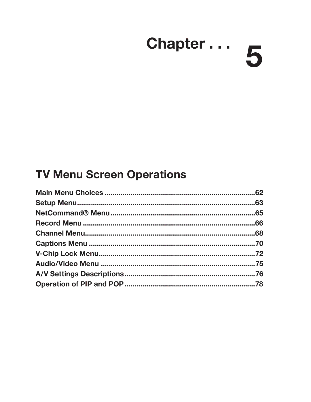 Mitsubishi Electronics WD-52527 manual TV Menu Screen Operations 