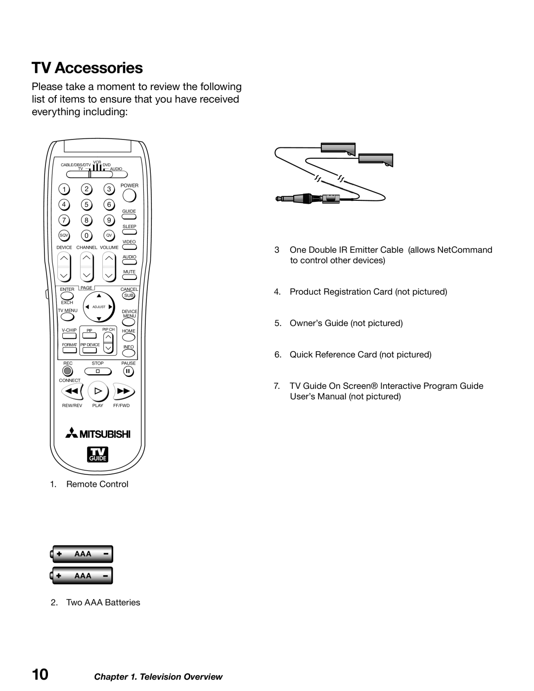 Mitsubishi Electronics WD-52627, WD-62627 manual TV Accessories,       