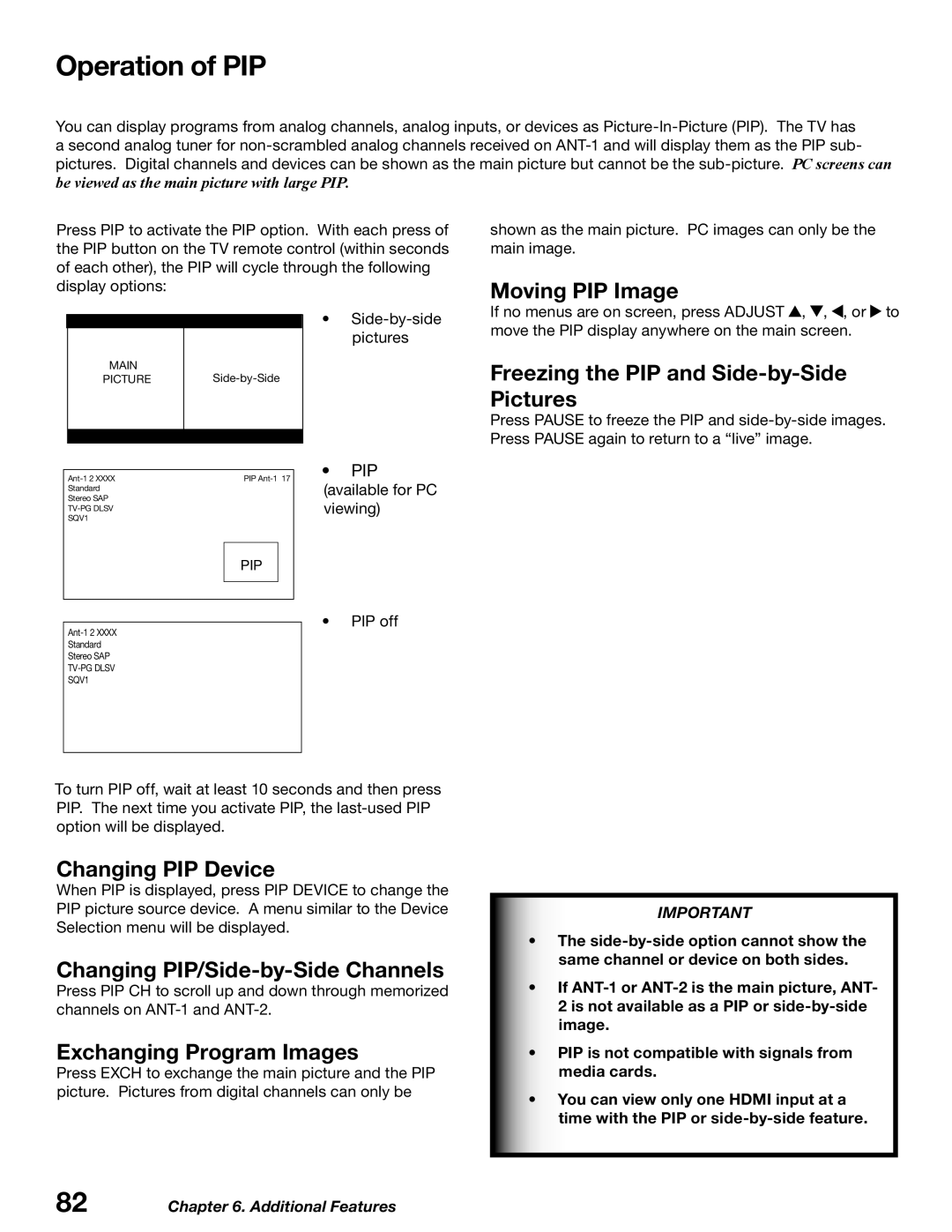 Mitsubishi Electronics WD-52627, WD-62627 manual Operation of PIP 