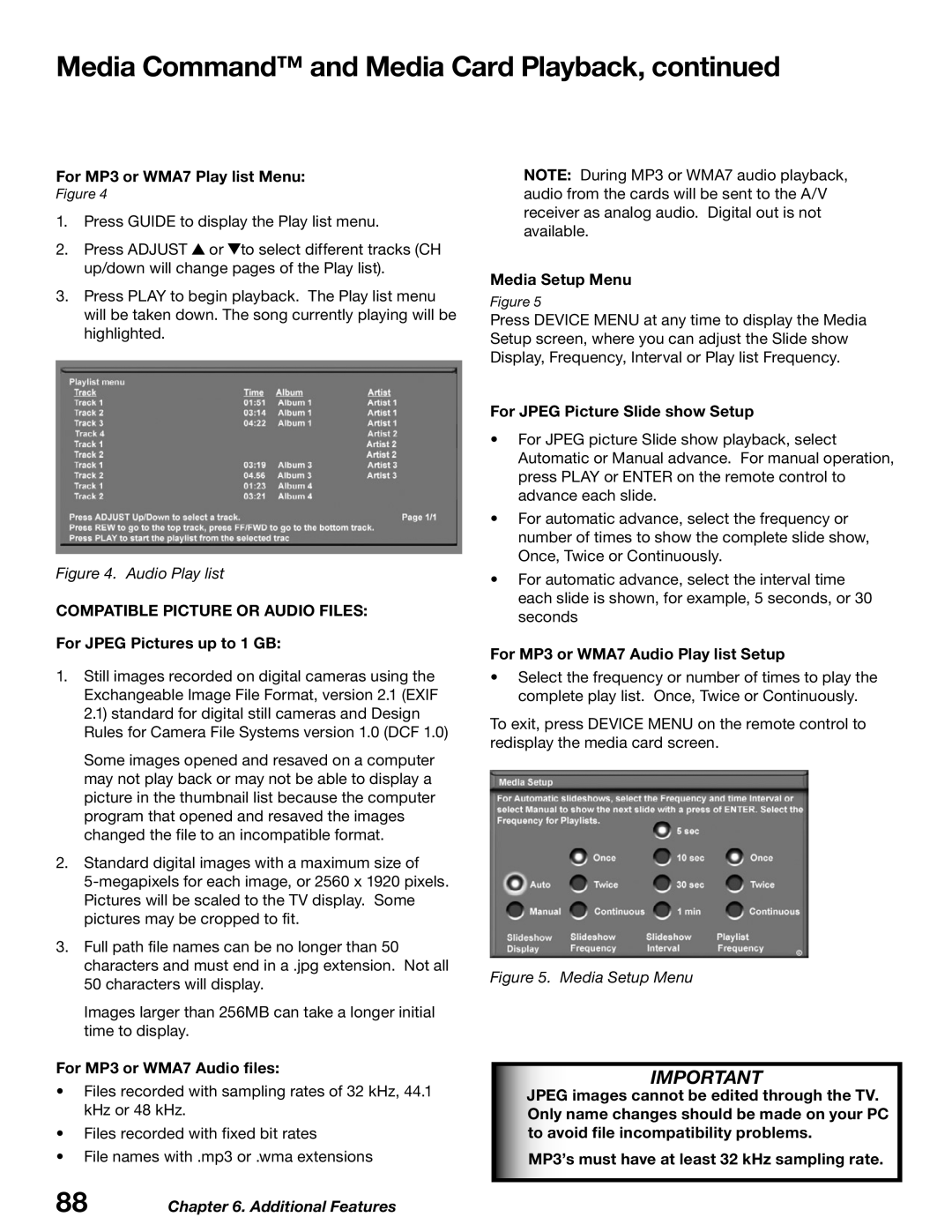 Mitsubishi Electronics WD-52627, WD-62627 manual Media Command and Media Card Playback 