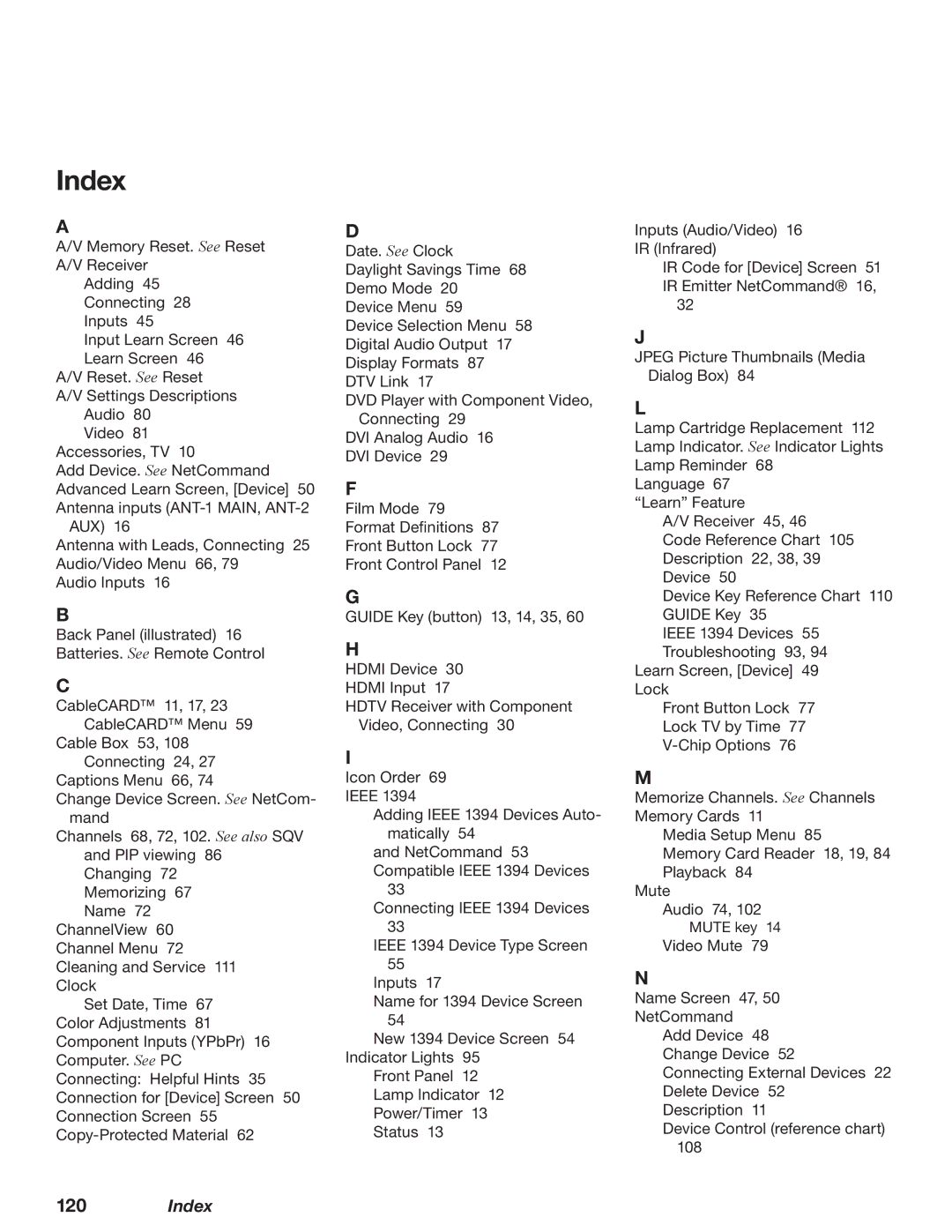 Mitsubishi Electronics WD-52628, WD-73727, WD-62628 manual Index 