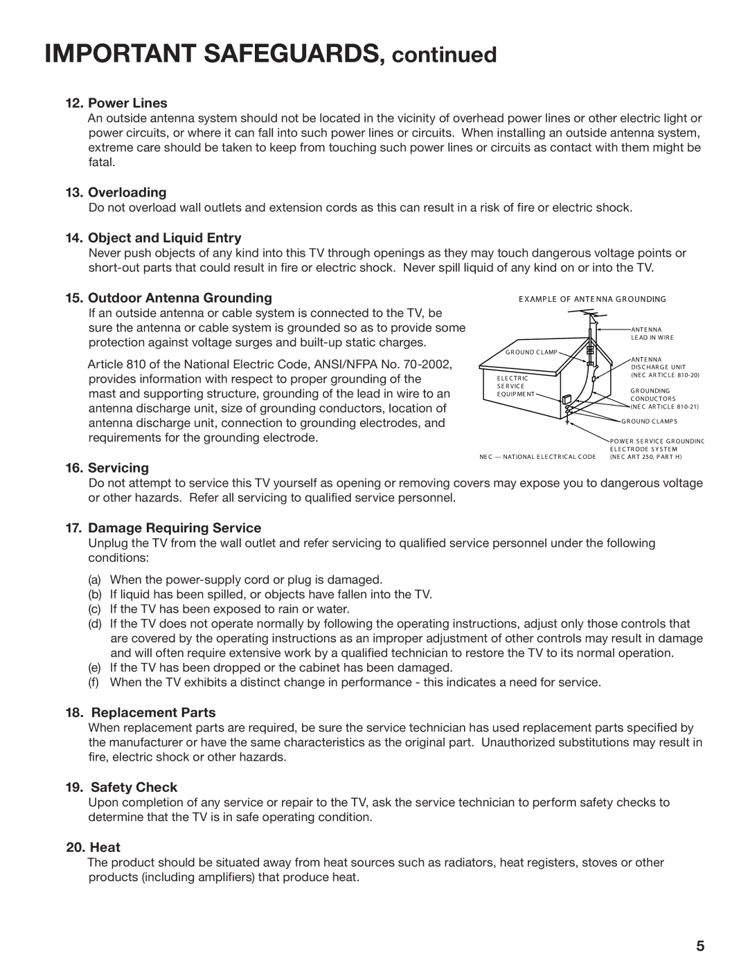 Mitsubishi Electronics WD-62628, WD-52628, WD-73727 manual Important Safeguards 