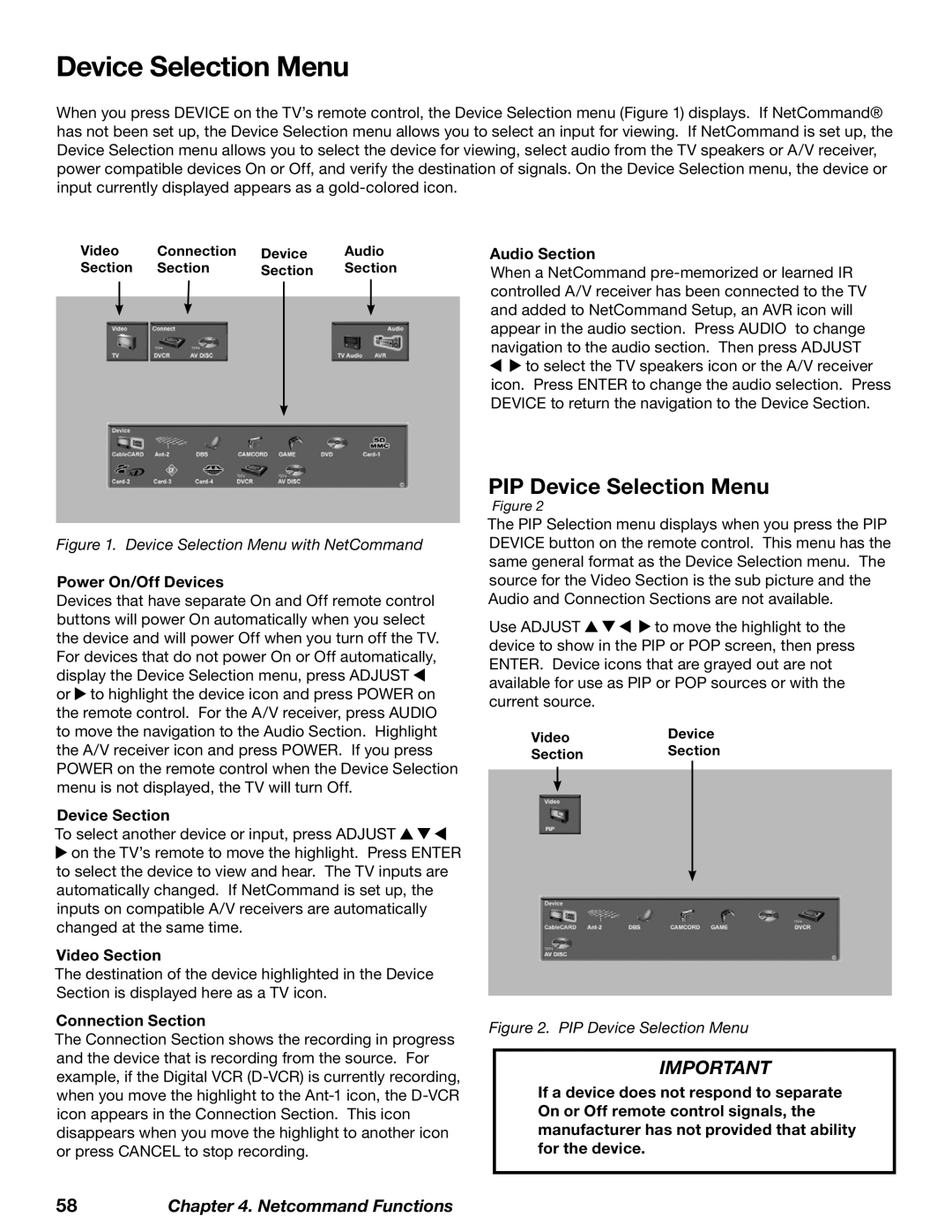 Mitsubishi Electronics WD-73727, WD-52628, WD-62628 manual PIP Device Selection Menu 