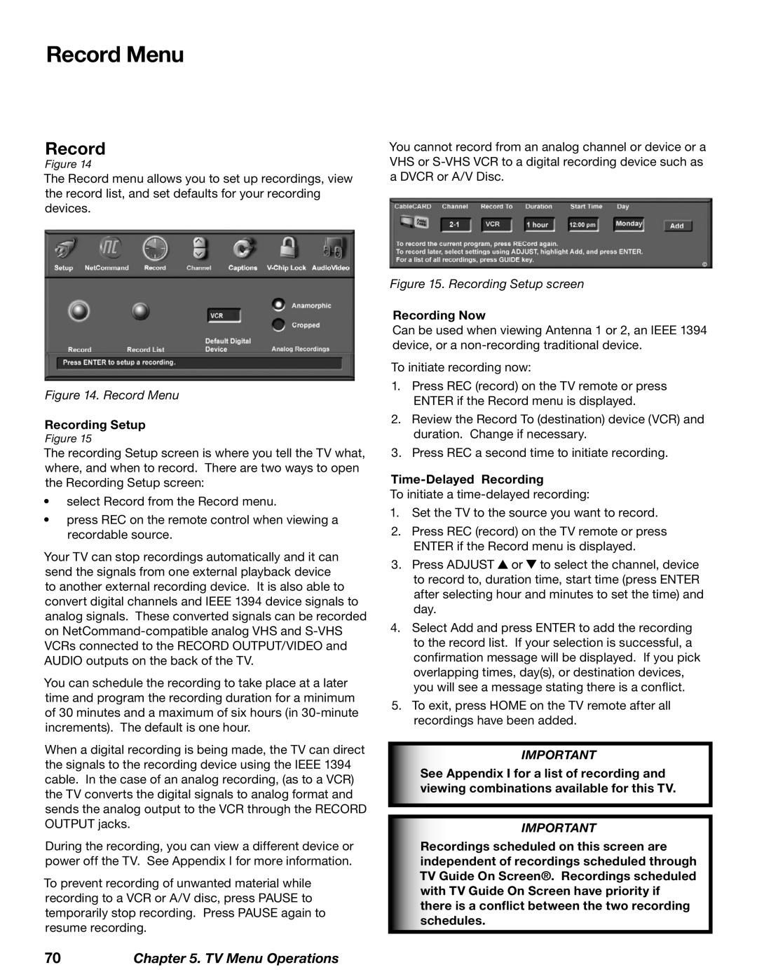 Mitsubishi Electronics WD-73727, WD-52628, WD-62628 Record Menu, Recording Setup, Recording Now, Time-Delayed Recording 