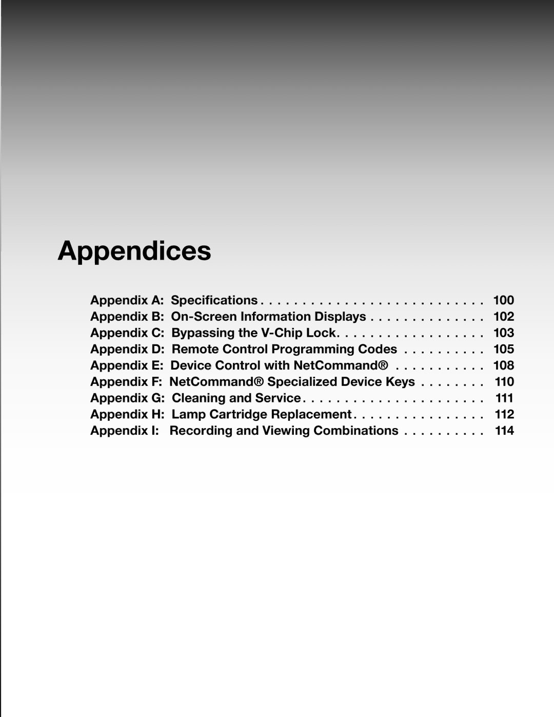 Mitsubishi Electronics WD-52628, WD-73727, WD-62628 manual Appendix a Specifications, Appendix G Cleaning and Service 