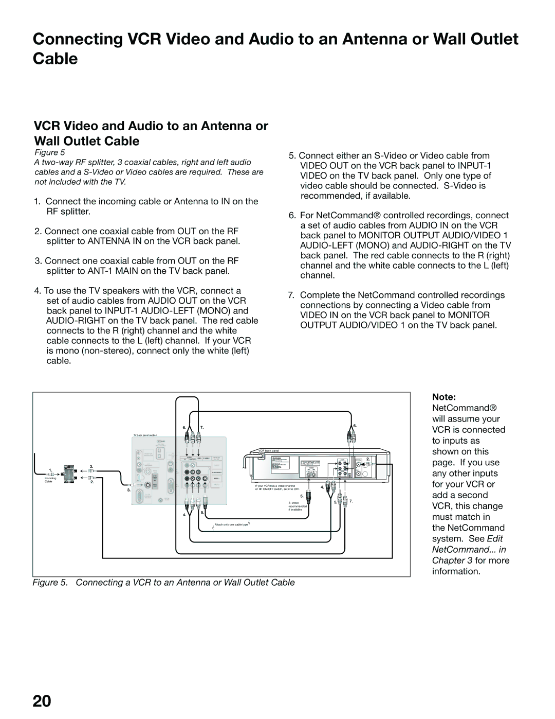 Mitsubishi Electronics WD-52725, WD-62525, WD-52525, WD-62725 manual Connecting a VCR to an Antenna or Wall Outlet Cable 