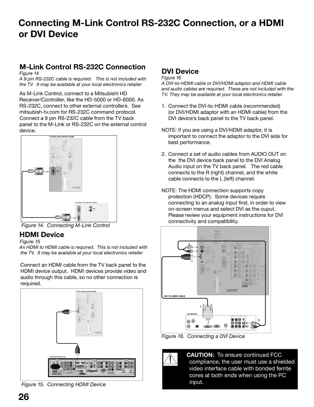 Mitsubishi Electronics WD-52725, WD-62525, WD-52525, WD-62725 manual Link Control RS-232C Connection 