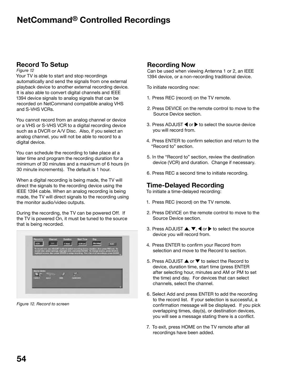 Mitsubishi Electronics WD-52525, WD-62725 manual Record To Setup, Recording Now, Time-Delayed Recording 