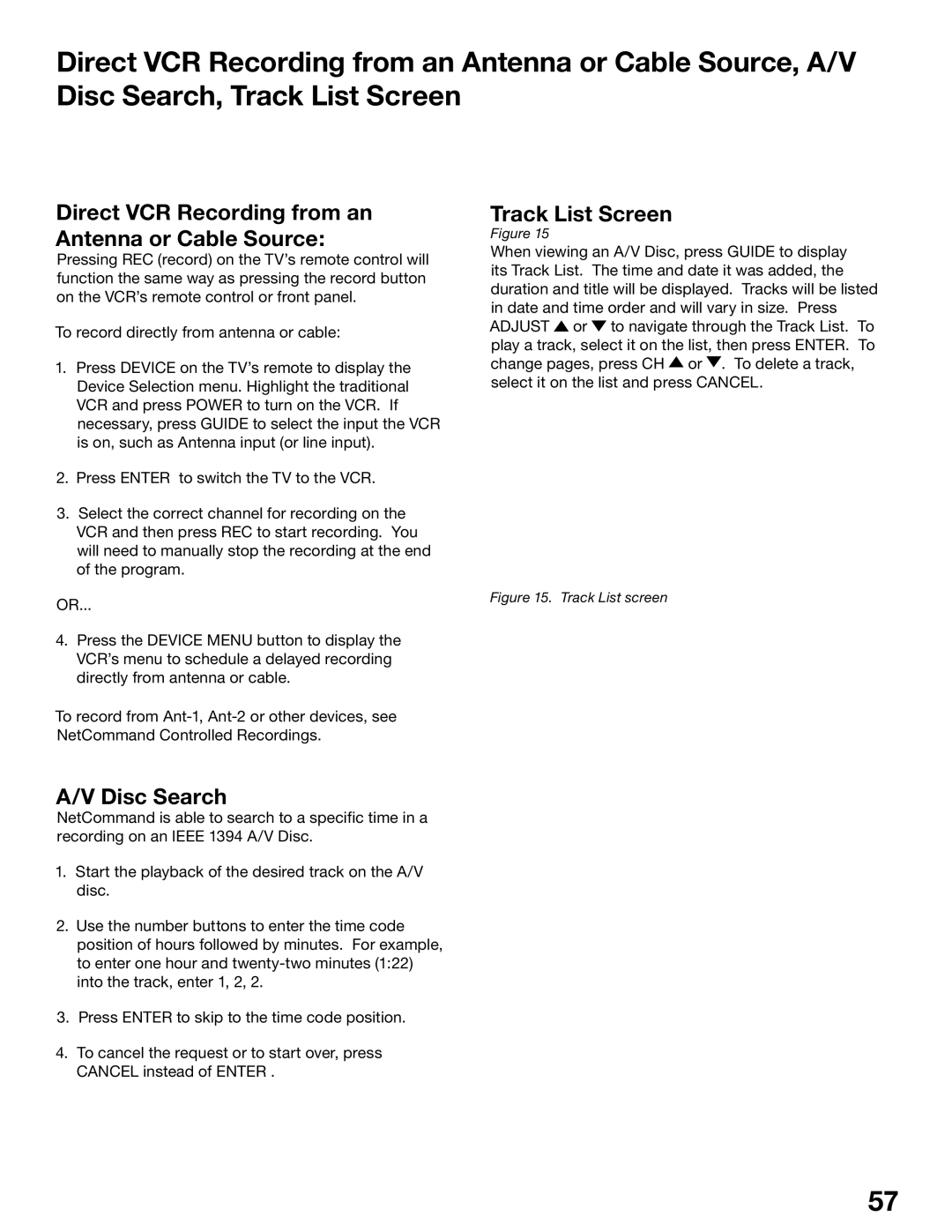 Mitsubishi Electronics WD-52525, WD-62725 manual Direct VCR Recording from an Antenna or Cable Source, Disc Search 